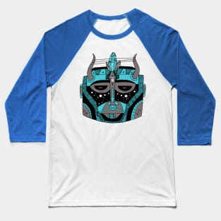 Blue Grey African Mask No 8 Baseball T-Shirt